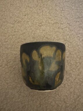 Handcrafted Ceramic Mug Cup in Black and Green Floral Design